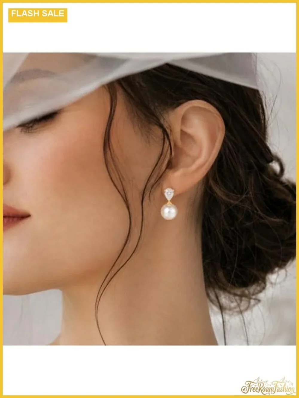 14K Gold Plated Pearl Drop Earrings Dainty Wedding Bridal Prom Jewelry